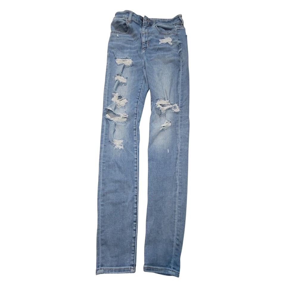 American Eagle Ne(x)t Level Stretch Distressed Skinny Jeans Blue Womens 4 Reg